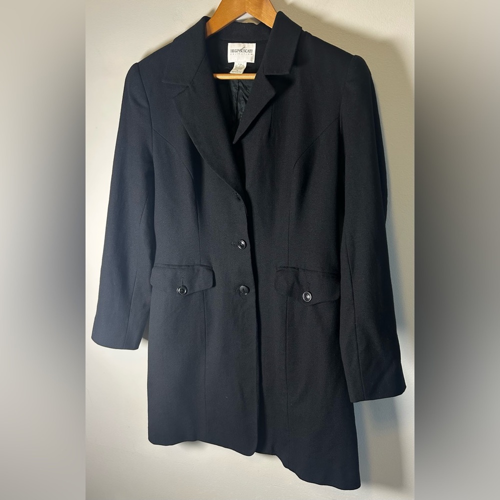 Hugo Buscati Womens 100% Wool Black Peacoat Winter 3 Button Size 10 Acetate - Picture 3 of 11